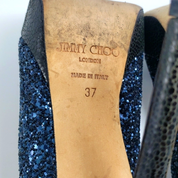 Jimmy Choo Blue Sparkle Platform Heel - Picture 8 of 10